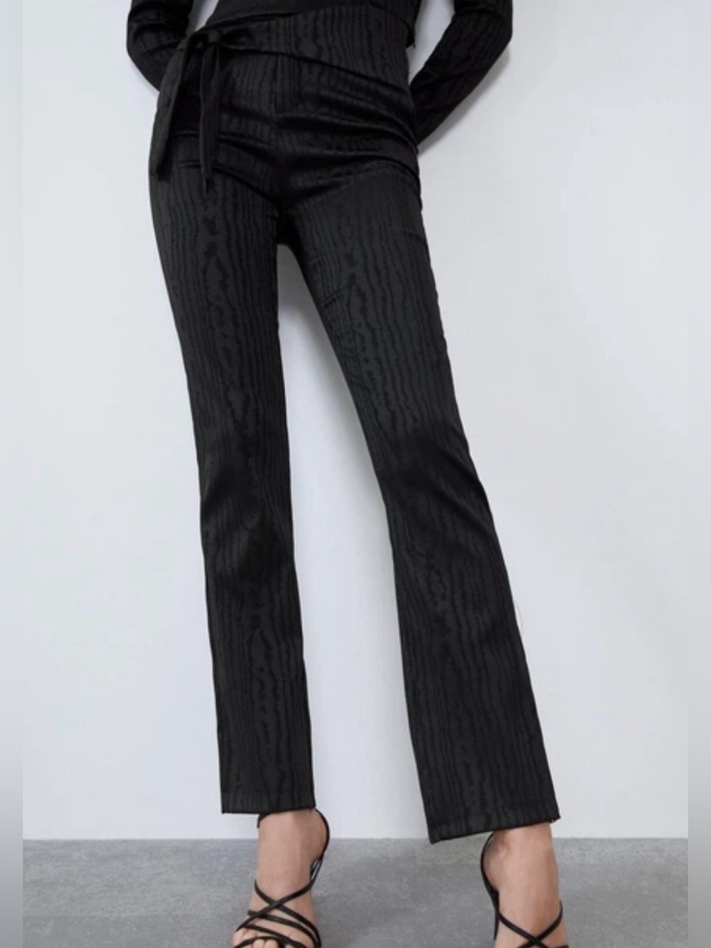 ZARA Women's Black Moire Trouser Size XL REF 8438/216/800